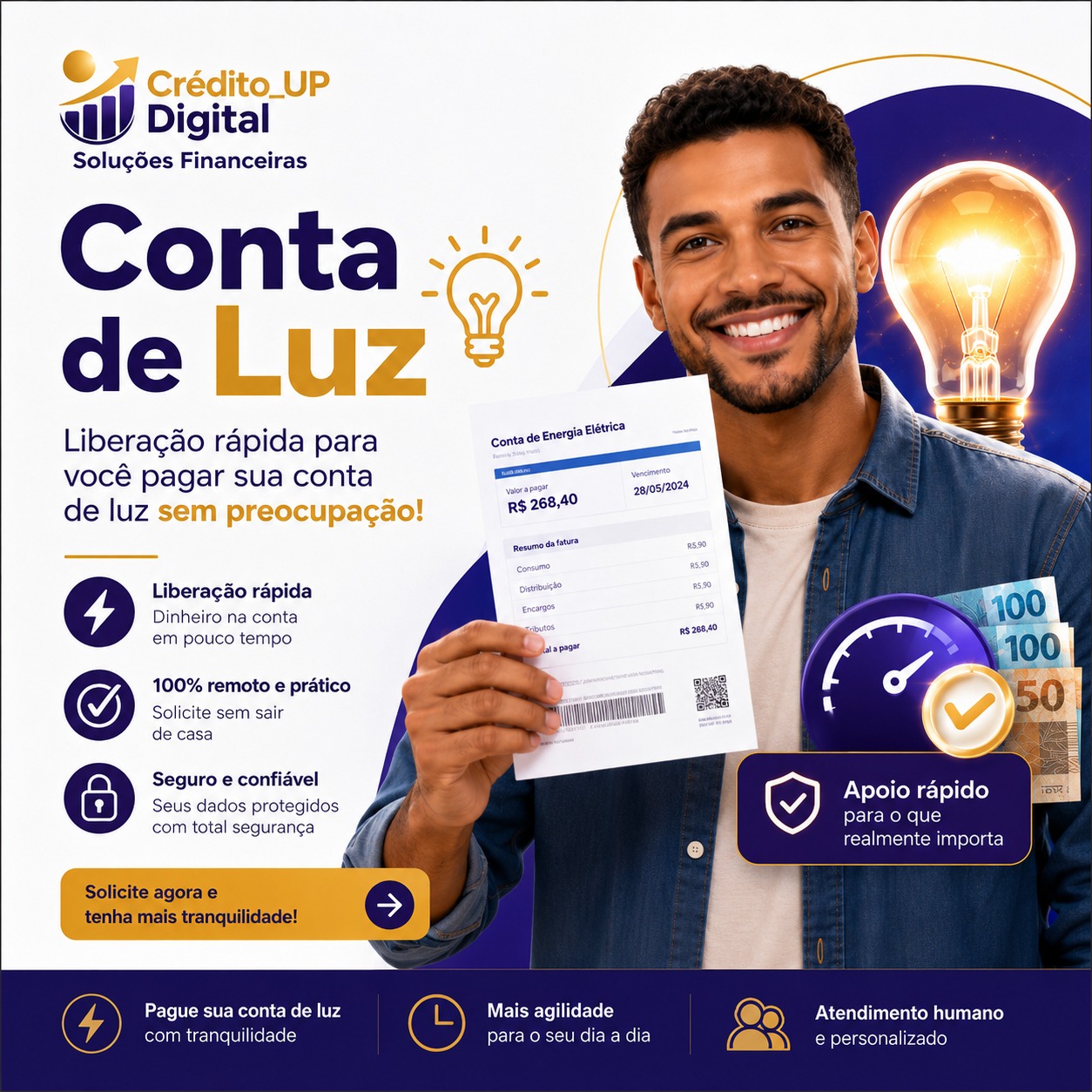 Campanha empréstimo para pagar conta de luz