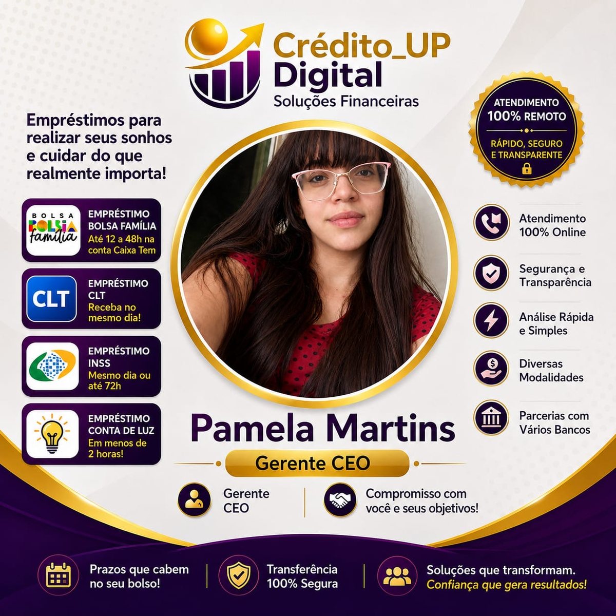 Pamela Martins, gerente da Crédito UP Digital